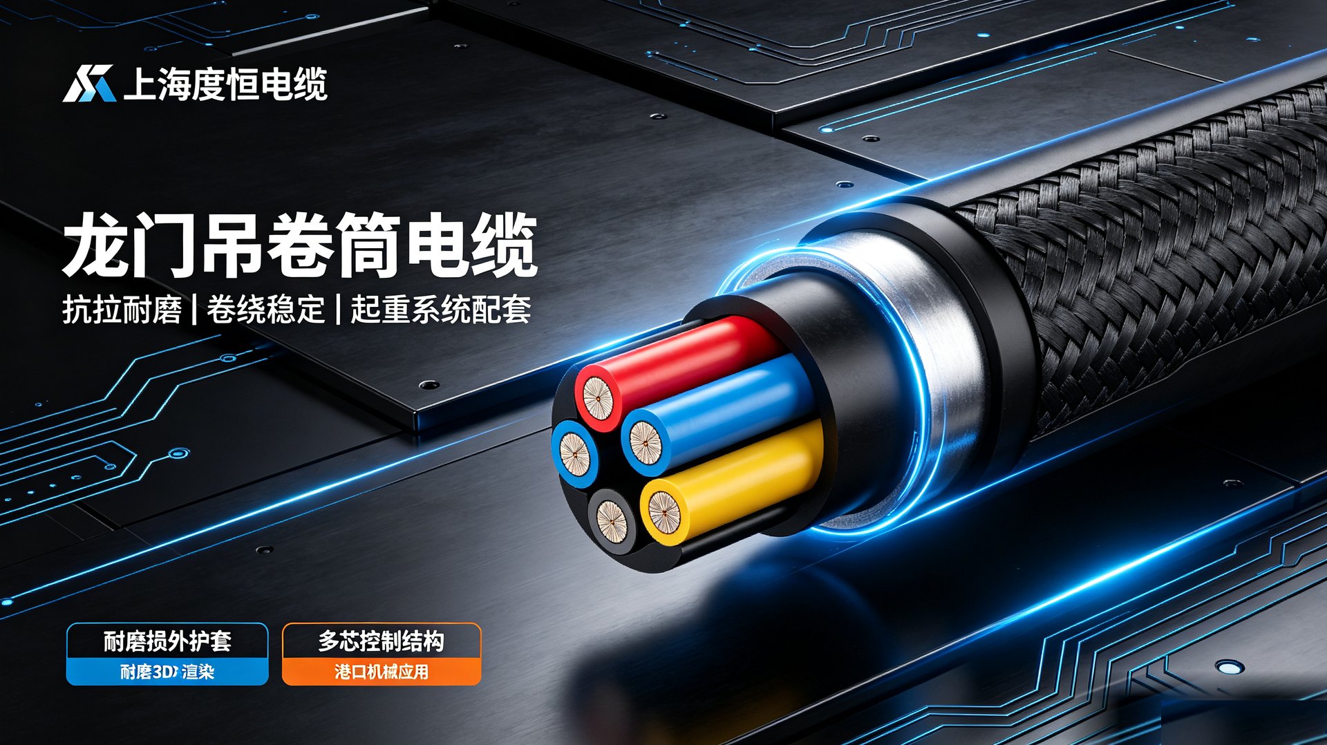 上海度恒电缆 - 龙门吊卷筒电缆截面展示